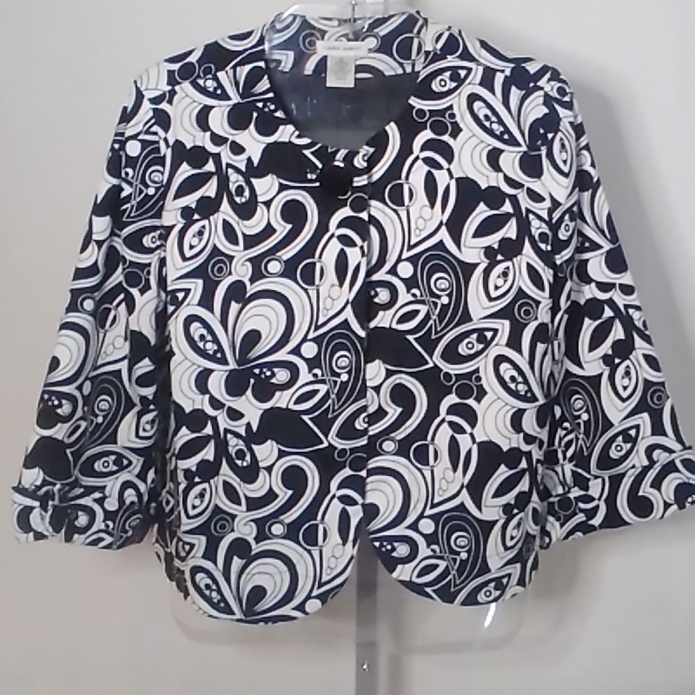 artsy Paisley jacket Laura Ashley Lined Black White